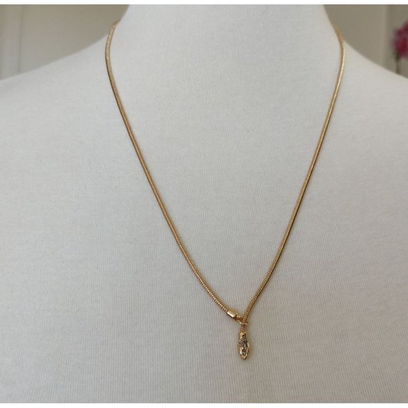 All Saints Necklace Gold Plated Pave Snake Head Lariat Pendant Slide - Picture 7 of 12